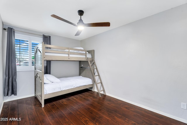 8781 S Mill Ave, Tempe, AZ 85284 - unfurnished bedroom with ceiling fan, baseboards, and wood-type flooring