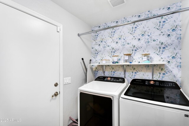 8781 S Mill Ave, Tempe, AZ 85284 - clothes washing area featuring laundry area, washer and dryer, and visible vents