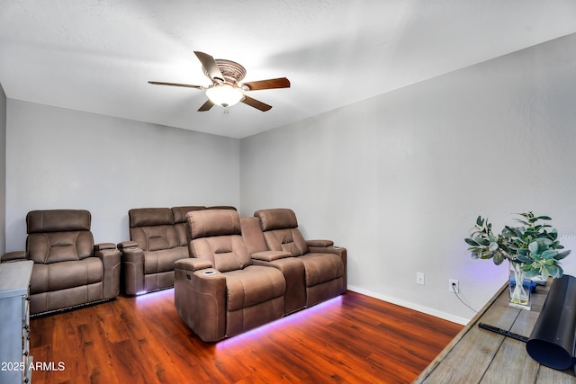 8781 S Mill Ave, Tempe, AZ 85284 - cinema featuring wood finished floors, a ceiling fan, and baseboards