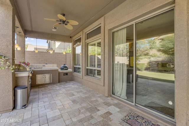 3859 N El Sereno St, Mesa, AZ 85207 - view of patio / terrace featuring ceiling fan