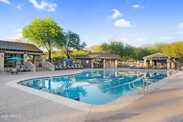 3859 N El Sereno St, Mesa, AZ 85207 - community pool featuring a gazebo and a patio area