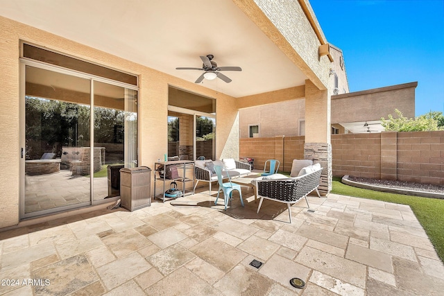 view of patio / terrace with outdoor lounge area and ceiling fan