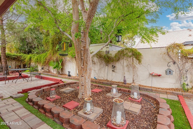 view of yard with a patio and a fenced backyard