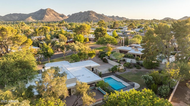 4856 E Cheryl Dr, Paradise Valley, AZ 85253 - bird's eye view of a pool area and a mountainous background