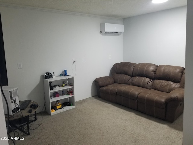 1226 N Mckinley Ave, Ajo, AZ 85321 - living area with a wall mounted AC, carpet floors, and crown molding