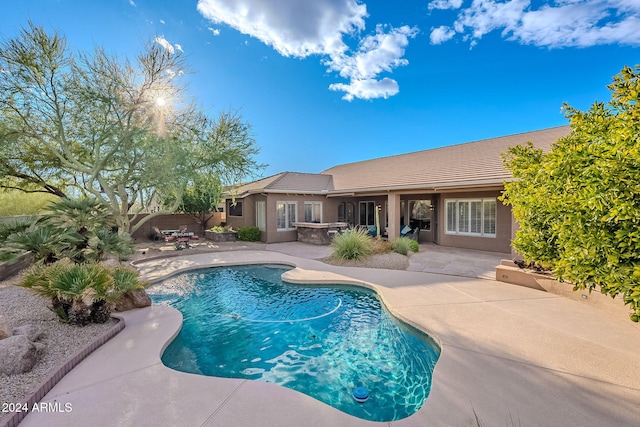 view of swimming pool with a patio