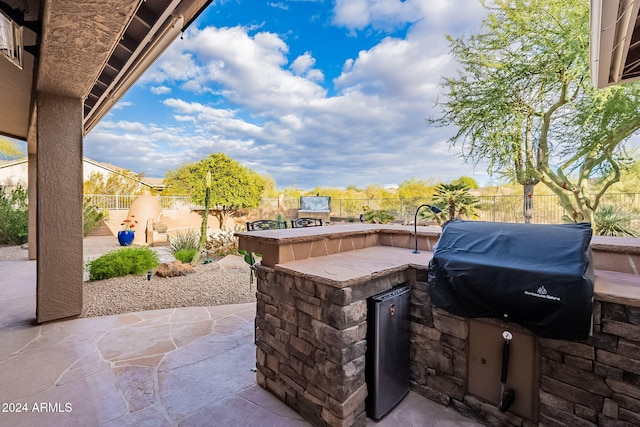 view of patio featuring area for grilling and an outdoor kitchen