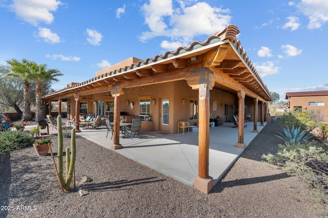 back of property featuring a patio and stucco siding