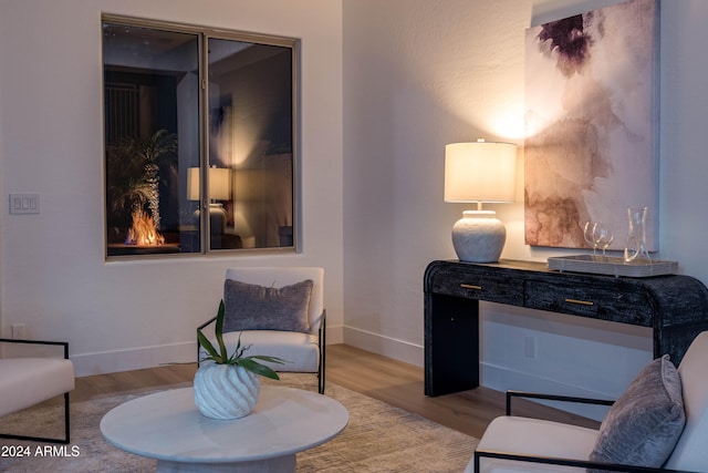 living area featuring light hardwood / wood-style flooring