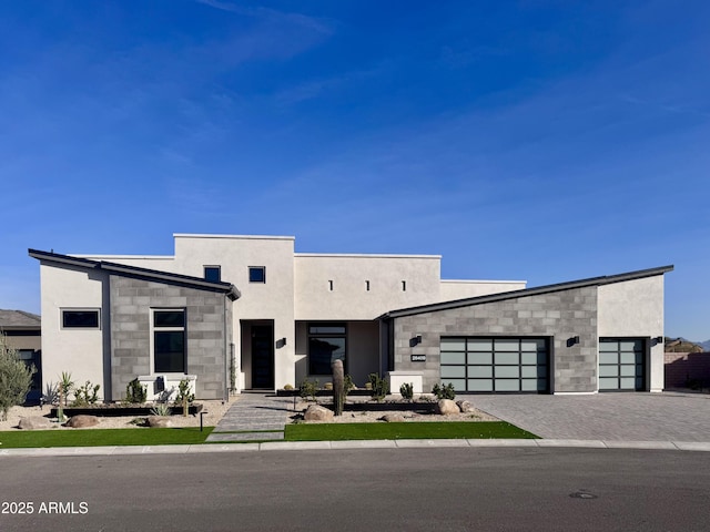 contemporary home featuring a garage