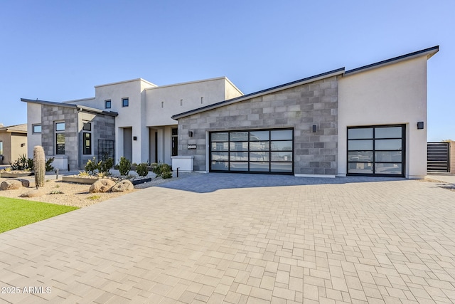 contemporary home featuring a garage