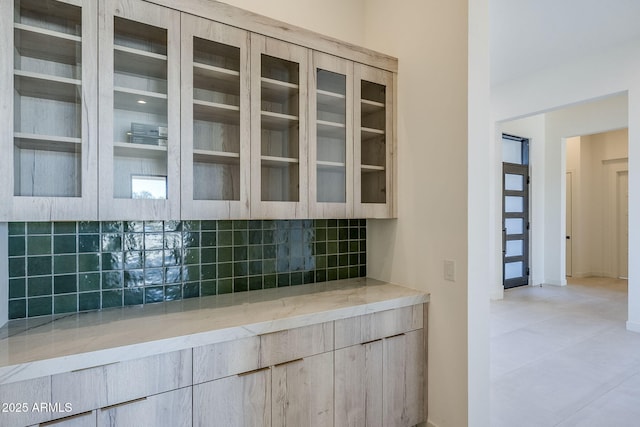 interior space featuring tasteful backsplash