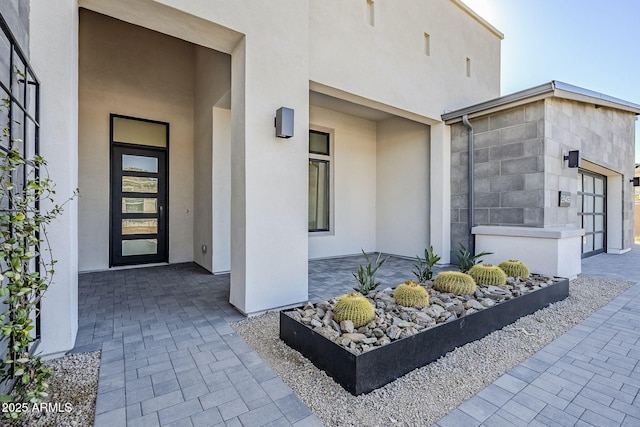 entrance to property with a garage