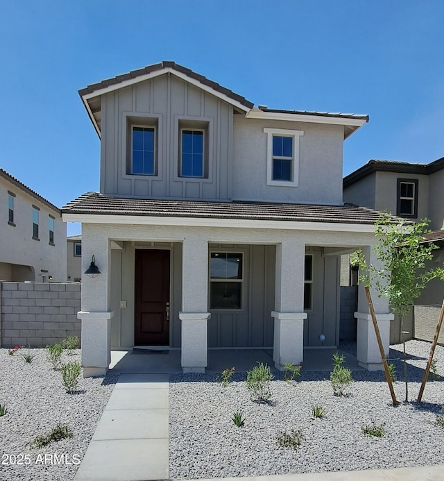 15593 S 180th Ln, Goodyear, AZ 85338 - view of front facade with board and batten siding and covered porch