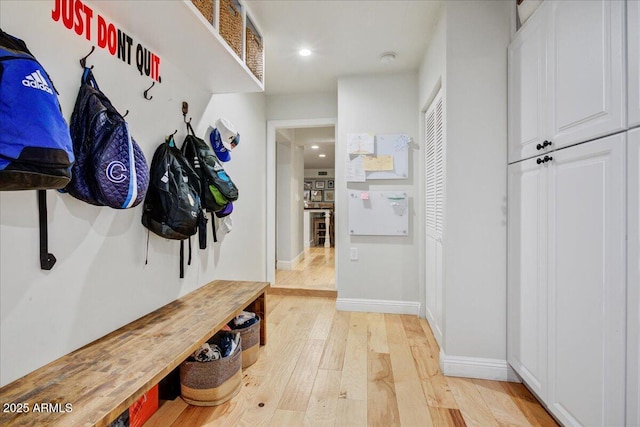 1831 E Rovey Ave, Phoenix, AZ 85016 - mudroom with light wood finished floors, recessed lighting, and baseboards