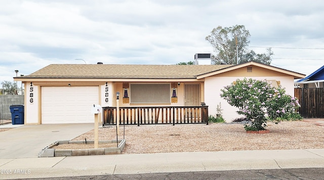1586 S Lawther Dr, Apache Junction, AZ 85120 - ranch-style home with an attached garage, a porch, and driveway