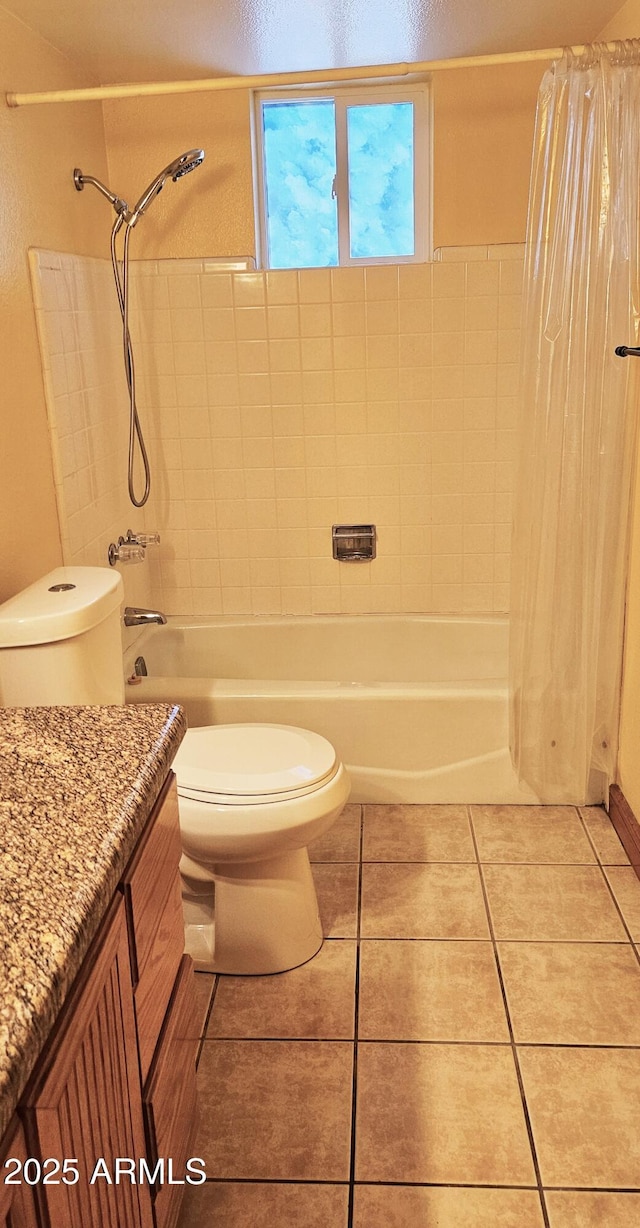 1586 S Lawther Dr, Apache Junction, AZ 85120 - bathroom with toilet, shower / bath combo, vanity, and tile patterned flooring