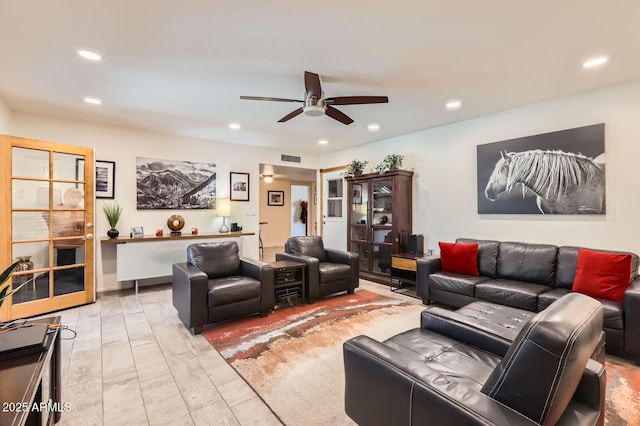 3924 E Cortez St, Phoenix, AZ 85028 - living room with ceiling fan and recessed lighting