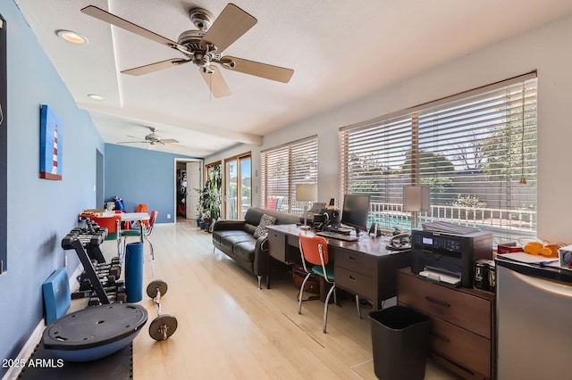 3924 E Cortez St, Phoenix, AZ 85028 - home office featuring light wood finished floors and ceiling fan