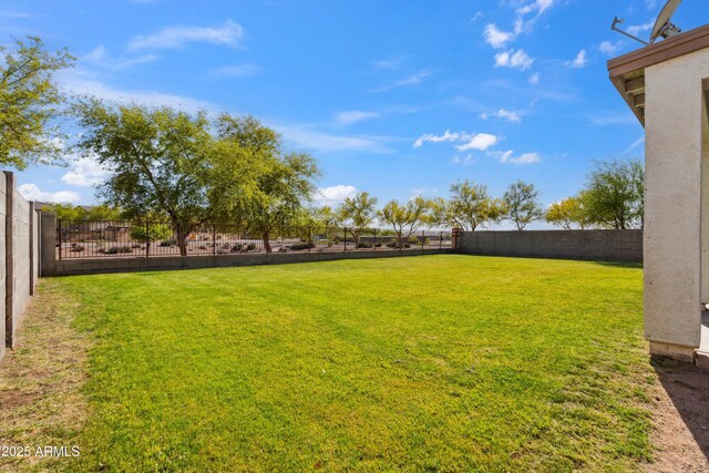 view of yard featuring a fenced backyard