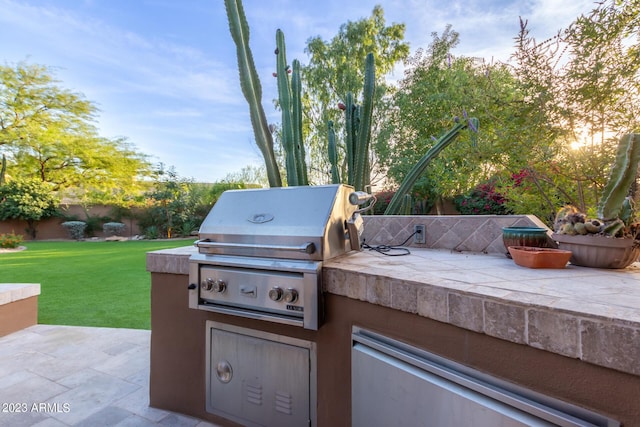 view of patio with area for grilling