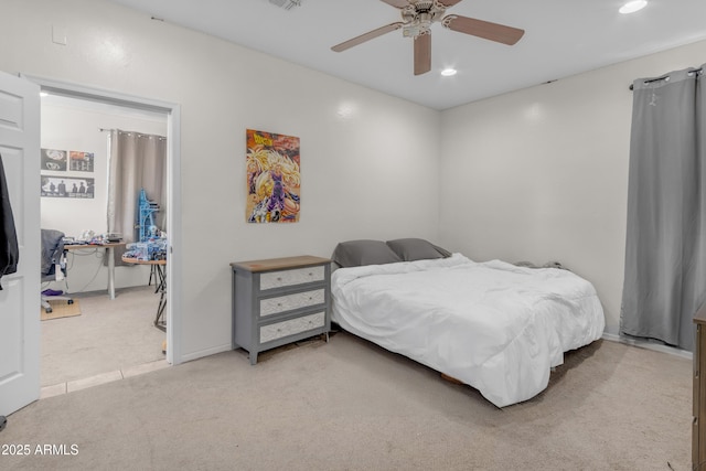 27053 N 172nd Ln, Surprise, AZ 85387 - bedroom featuring light carpet, recessed lighting, and a ceiling fan