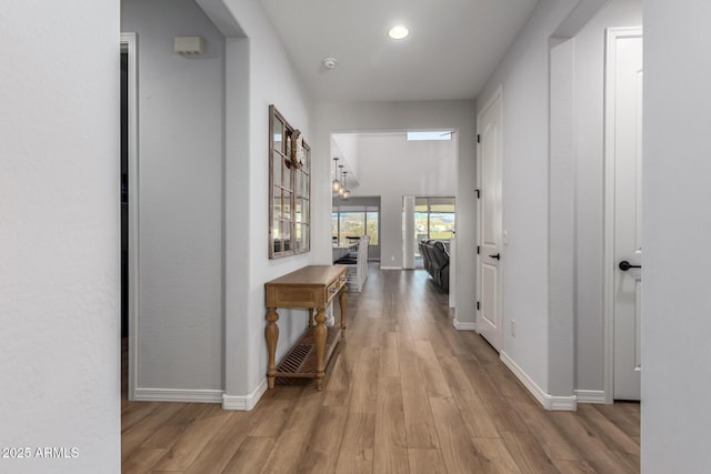 hall featuring light hardwood / wood-style flooring