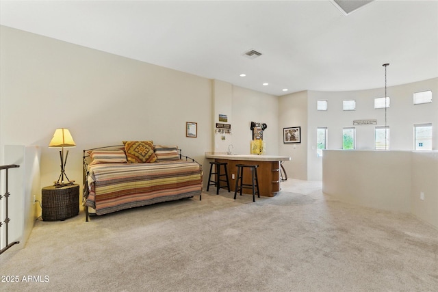 5370 S Desert Dawn Dr Unit 56, Gold Canyon, AZ 85118 - bedroom with carpet flooring, bar area, and recessed lighting