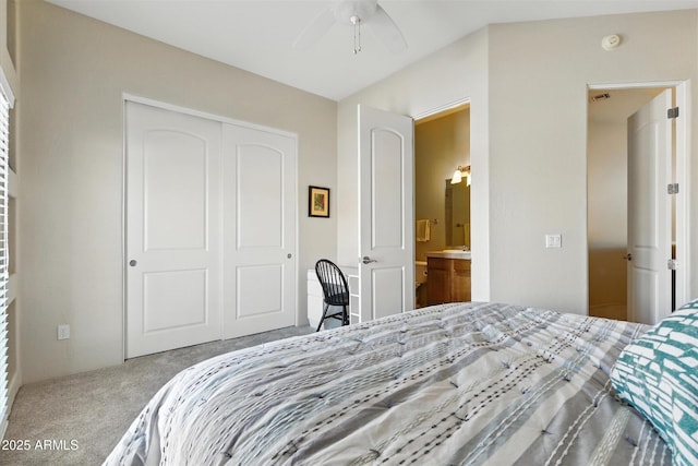 5370 S Desert Dawn Dr Unit 56, Gold Canyon, AZ 85118 - bedroom with carpet flooring, a closet, and ceiling fan