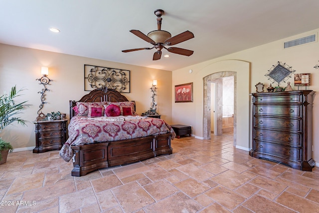 bedroom featuring ceiling fan