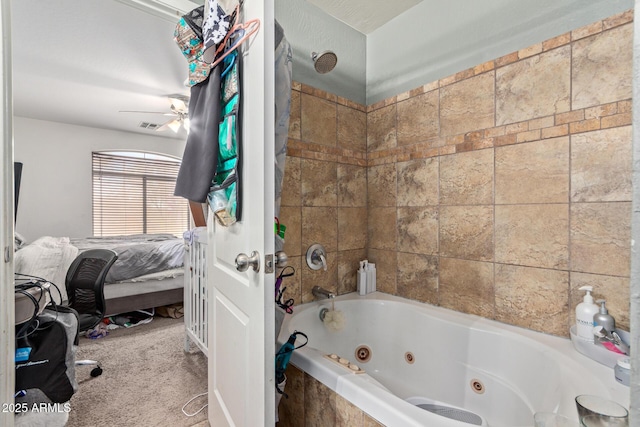 bathroom with ceiling fan