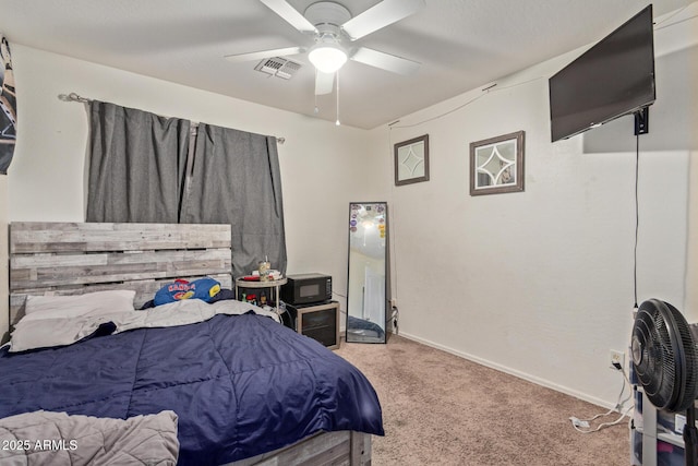 bedroom with carpet and ceiling fan