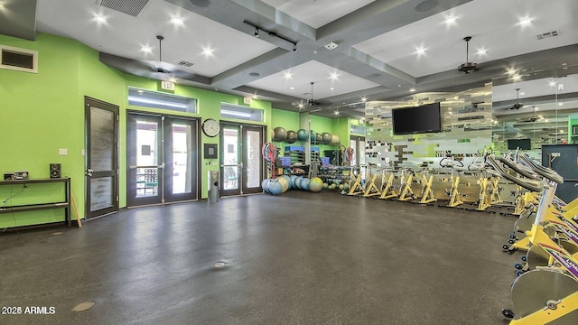 19777 N 76th St Unit 3229, Scottsdale, AZ 85255 - workout area with beam ceiling and coffered ceiling