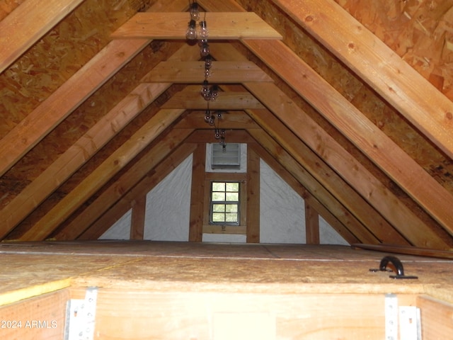 view of unfinished attic