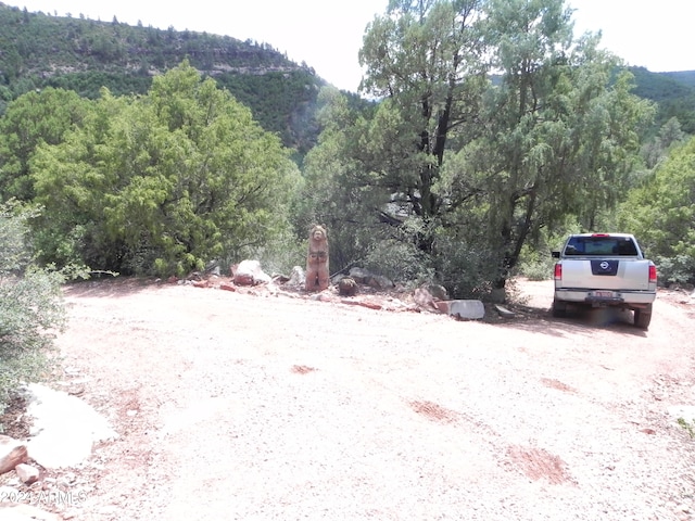 view of yard with a mountain view