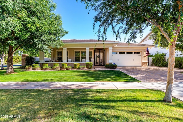 2879 E Austin Dr, Gilbert, AZ 85296 - single story home with an attached garage, decorative driveway, brick siding, and a front yard