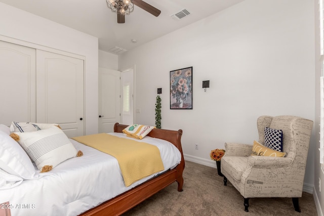 2879 E Austin Dr, Gilbert, AZ 85296 - carpeted bedroom featuring a closet, baseboards, and ceiling fan