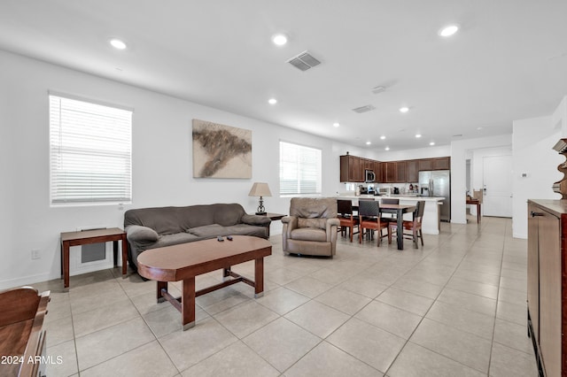 view of tiled living room