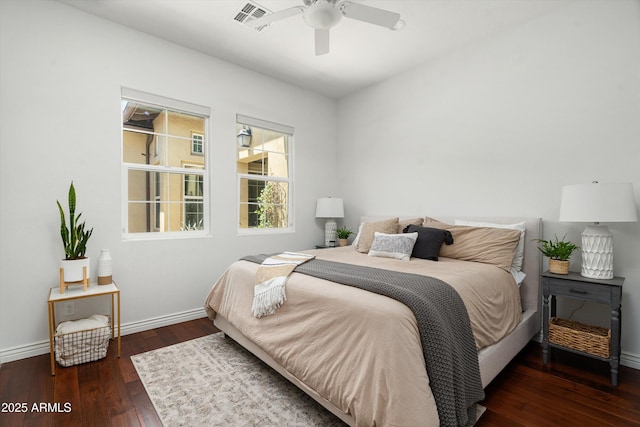 8240 E Wingspan Way, Scottsdale, AZ 85255 - bedroom featuring hardwood / wood-style floors, baseboards, and a ceiling fan