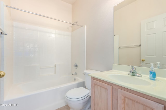 full bathroom featuring toilet, vanity, and shower / bath combination