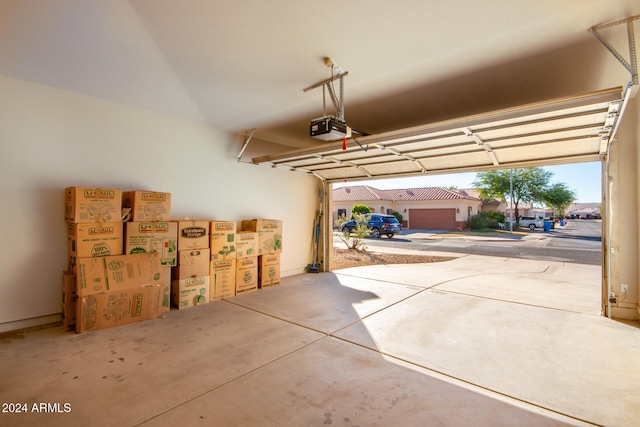 garage with a garage door opener