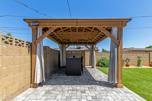 view of patio / terrace featuring a gazebo