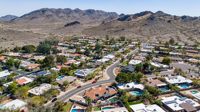 bird's eye view with a residential view and a mountain view