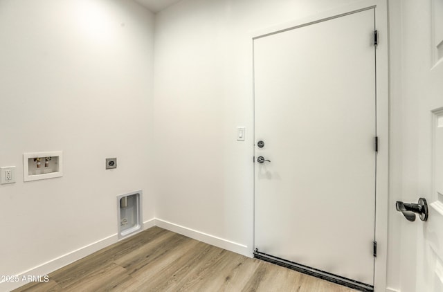 16025 E Rancho Laredo Dr, Scottsdale, AZ 85262 - washroom with light wood-style flooring, electric dryer hookup, washer hookup, and baseboards