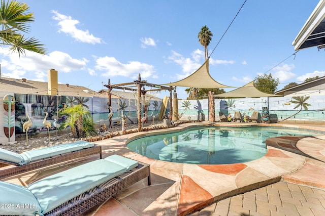 view of pool featuring a fenced backyard and a fenced in pool