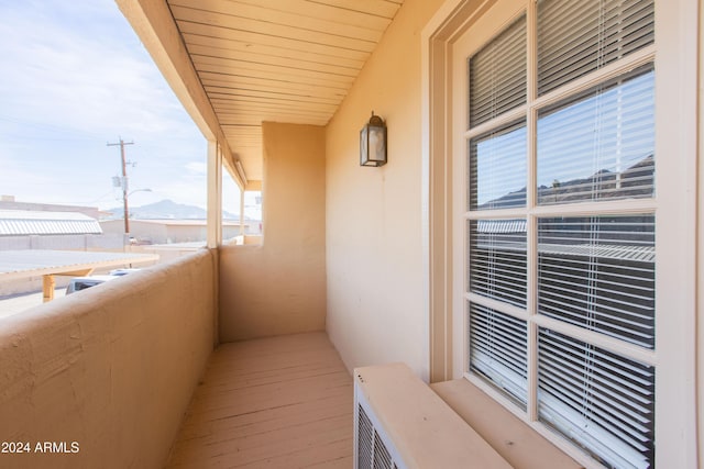 balcony featuring a mountain view