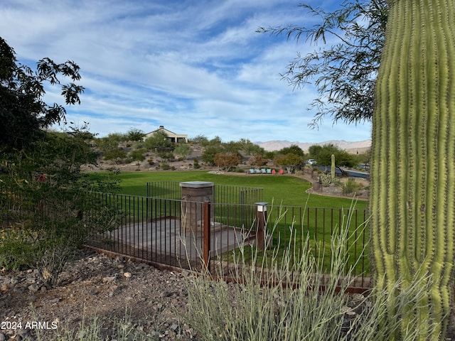 view of yard featuring a mountain view