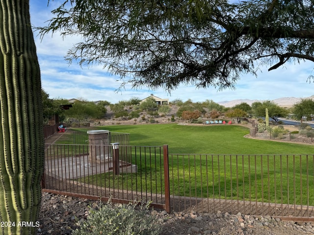 view of yard with a mountain view