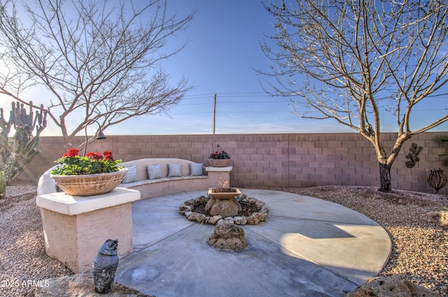 view of patio featuring a fenced backyard