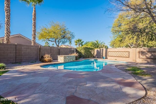 view of pool featuring a patio